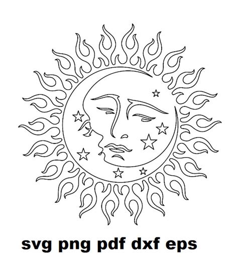 Simple Sun And Moon Svg Eps Dxf Pdf Instant Download Etsy