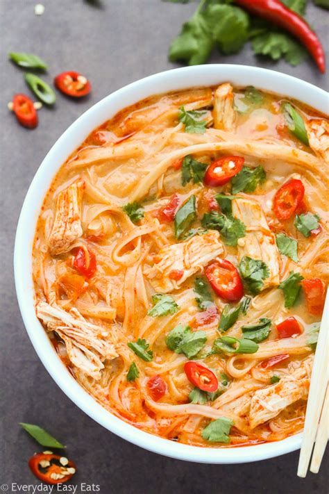 .bowl of chicken noodle soup, while for others it could be their favorite cookie, or a spiced latte. Thai Spicy Chicken Noodle Soup | Everyday Easy Eats