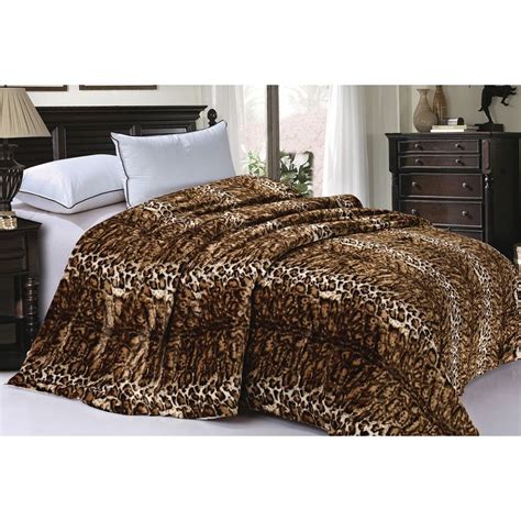 Bnf Home Leopard Animal Sherpa Queen Faux Fur Bedding Bed Blanket 84in