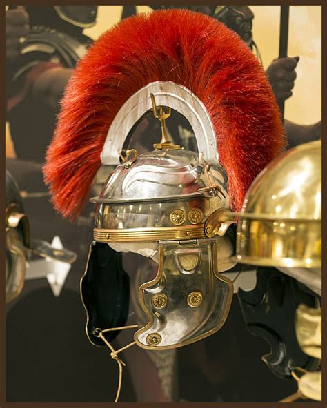 Roman Centurion Helmet With Red Plume And Fitted Leather Liner Medieval