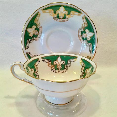 Paragon Bone China Babe Scouts Green And Gold Teacup And Saucer Early Maggie Belle S Memories
