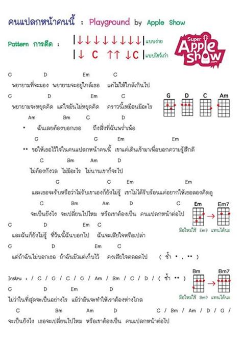 แหล่งรวม คอร์ดukulele อูคูเลเล่ กีต้าร์ คอร์ดอูคูเลเล่เพลง คนแปลกหน้า Playground