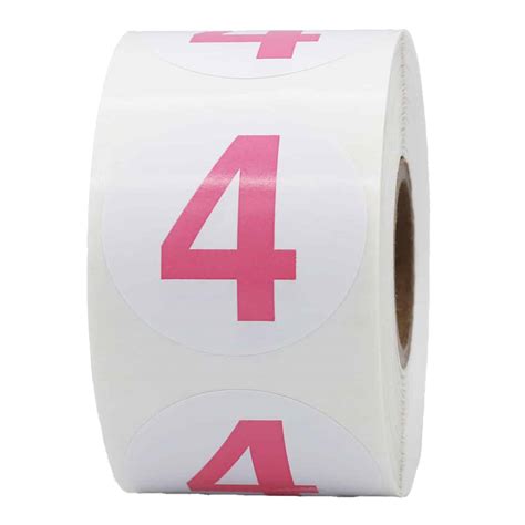 Number 4 Stickers Color Coded 15 Round
