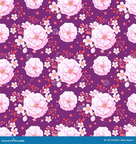 Cute Cherry Blossom And Sakura Wallpaper Seamless Watercolor