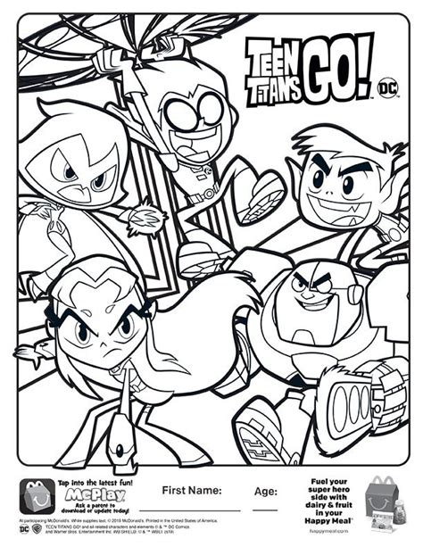 Teen titans cupcakes are a must for any teen titans themed party. McDonalds Happy Meal Coloring Sheet - Teen Titans Go ...