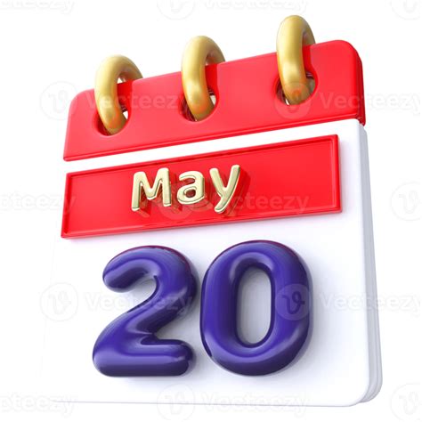 May 20th Calendar 3d Render 34339266 Png