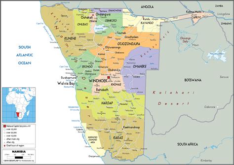 Namibia Map Political Worldometer