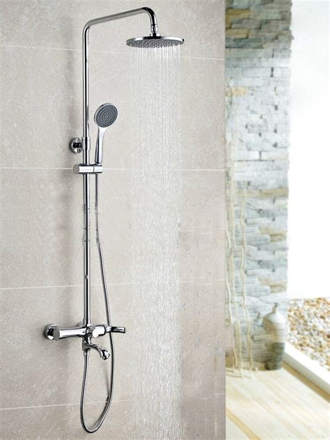 Wall Mounted Chrome Finished Rain Brass Bathroom Shower Set Shower Column Bath Shower Set With
