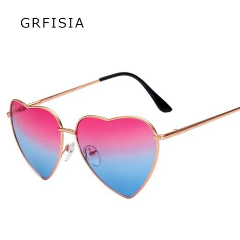 Grfisia Love Heart Sunglasses Women High Quality Alloy Frame Sexy Vintage Heart Shaped Sun