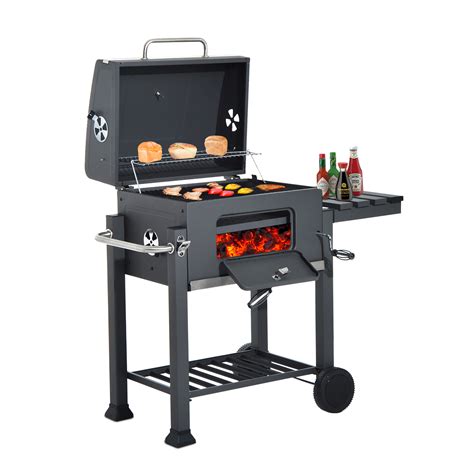 Wood smoker, pellet, gas, or charcoal, it's all. Outsunny Charcoal Grill BBQ Trolley Smoker Camping Picnic ...