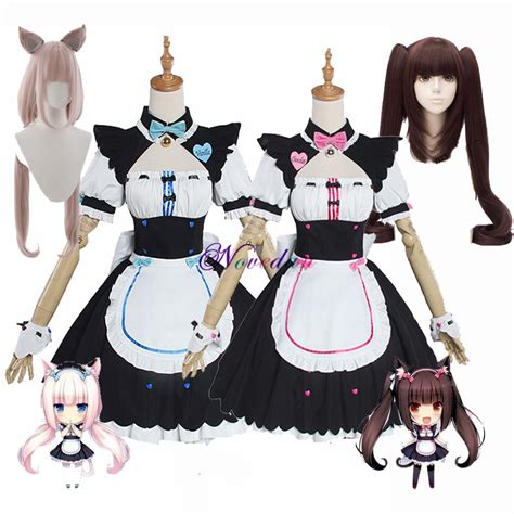 Anime Chocola Nekopara Cosplay Chocola Vanilla Maid Dress Costume Cat