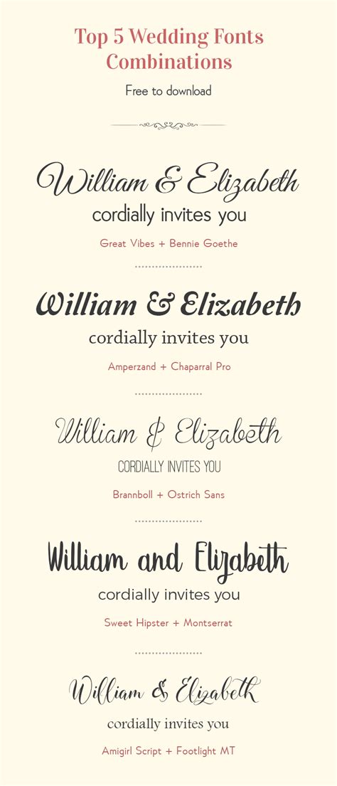 Top 5 Wedding Font Combinations Free Wedding Fonts Wedding Fonts