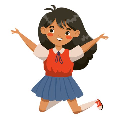 jumping girl character transparent png svg vector file