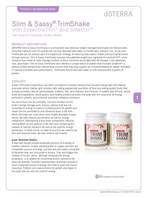 slim and sassy trimshake with essentratrim and solathin pdf fat dieting