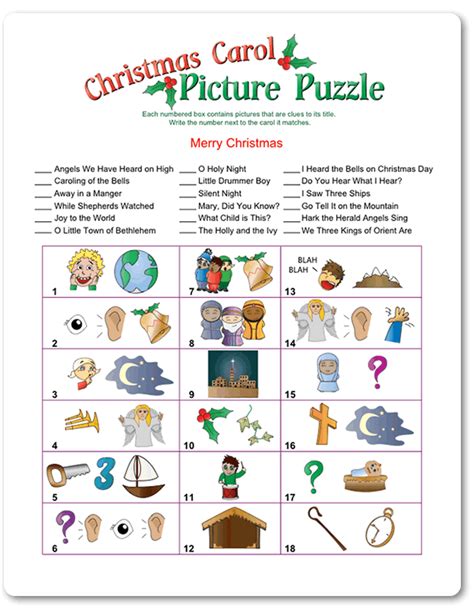 Christmas stocking riddles for kids. Christmas Carol Picture Puzzle | Christmas song games, Fun ...