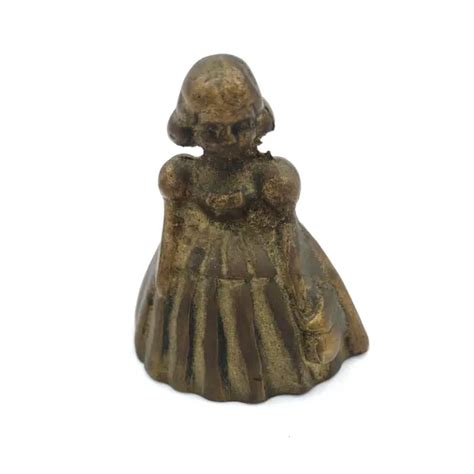 Vintage Brass Southern Belle Girl Bell Cast Metal With Shoe Clapper Hoop Skirt 18 99 Picclick
