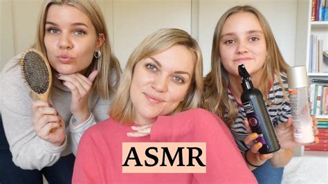 Asmr Tingly Hair Play With Sisters 🦋 Whispering Tapping Head Massage Hair Brushing Spraying