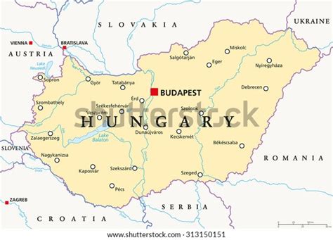 Hungary Political Map Capital Budapest National Stock Vector Royalty