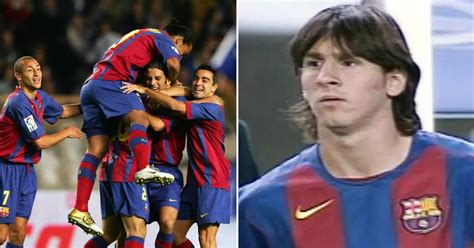 Barcelonas Star Studded Team Lionel Messi Entered As A 17 Year Old On