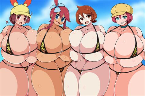 Rule 34 4girls Arezu Pokemon Beach Big Ass Big Breasts Bikini Blue Eyes Breasts Bigger Than