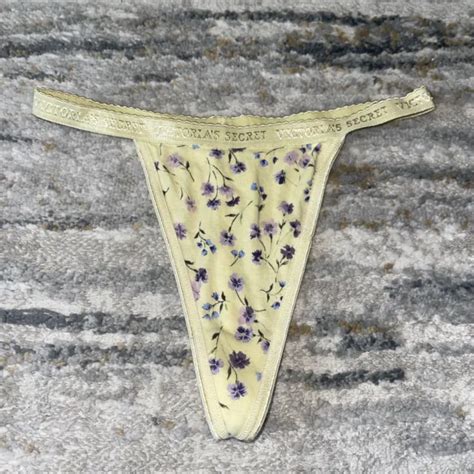 Vintage 2000 Victorias Secret Sexy Yellow Cotton V String Thong Panties