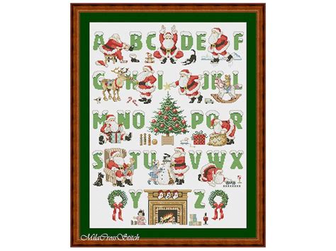 christmas alphabet cross stitch pattern counted letters etsy