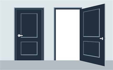 Door Open And Close Vector Illustration Flat Design Stock Illustration