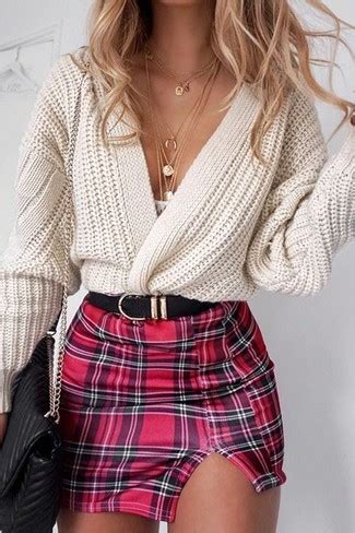 Red Plaid Skirt Outfits 33 Ideas Outfits Lookastic