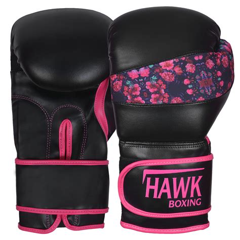 Hawk Pink Boxing Gloves Ladies Womens Flowers Girls Leather Training