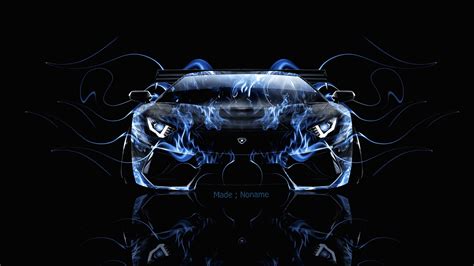 Wallpaper Auto Car Lamborghini Aventador Blue Fire Abstract Car