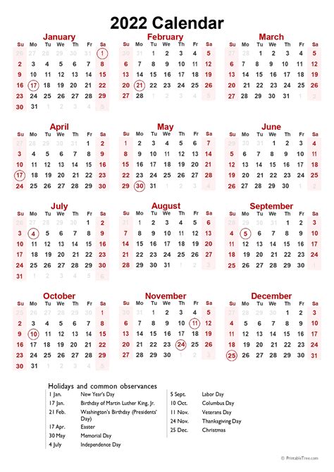 Year 2022 Calendar Printable With Holidays Wiki Calendar 2022 United