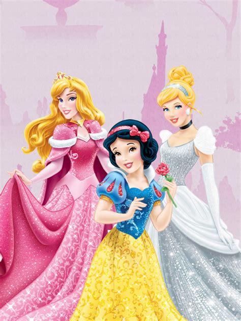 Adesivo papel de parede princesas Disney rosa ou lilás City Decor