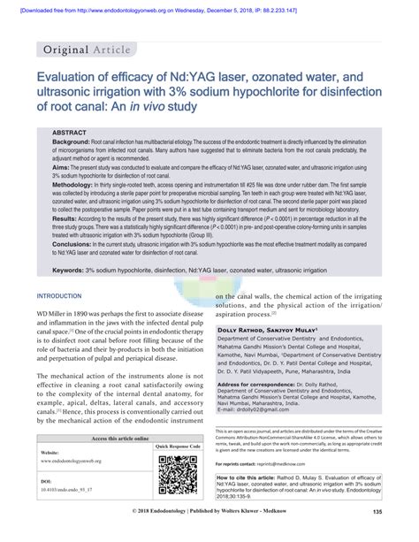 Pdf Evaluation Of Efficacy Of Nd Yag Laser Ozonated Water And