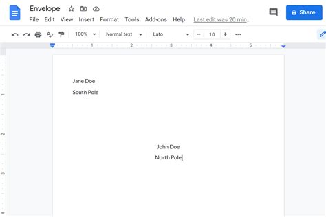 Envelope Template Google Docs