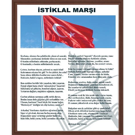 Korkma, sönmez bu şafaklarda yüzen al sancak; Abc 50X70 İstiklal Marşı (Mdf Çerçeve) Fiyatı - Taksit ...