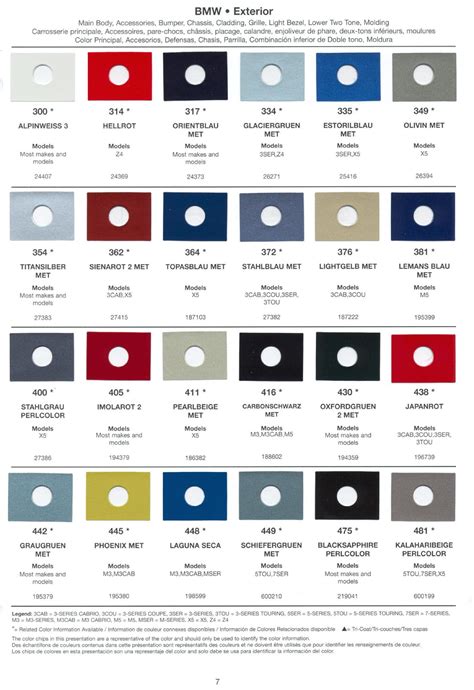 Bmw Cars Paint Codes And Color Charts