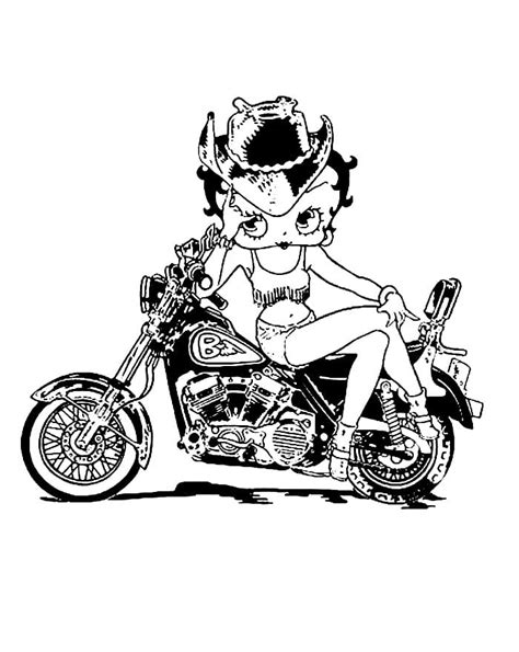 målarbild betty boop på motorcykel skiv ut gratis på