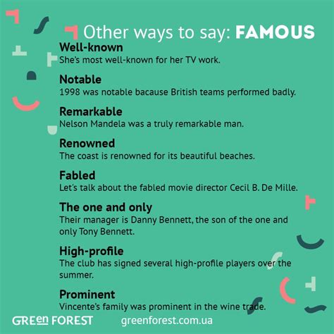 Synonyms To The Word Famous Other Ways To Say Famous Синонимы к