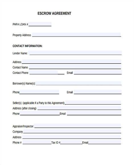 Free 9 Sample Escrow Agreement Forms In Pdf Ms Word