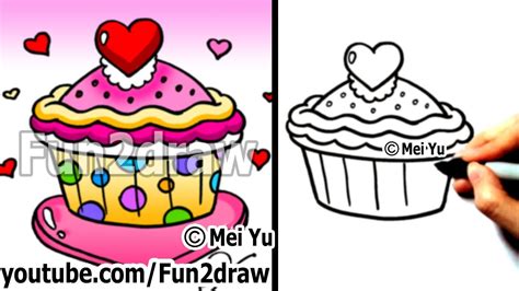 how to draw a heart cupcake valentines day fun things to draw fun2draw online drawing