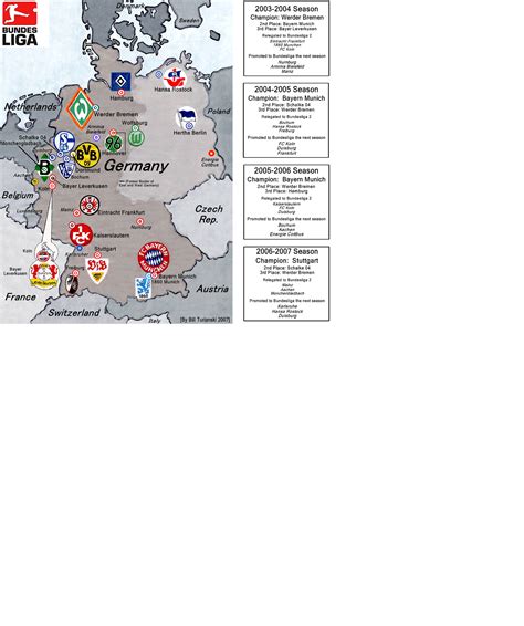 League, teams and player statistics. German Football-Bundesliga Map, 2003-2007 ...