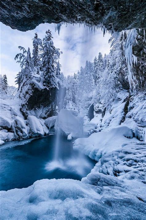 Beautiful Waterfall Source Winter Photography Landscape
