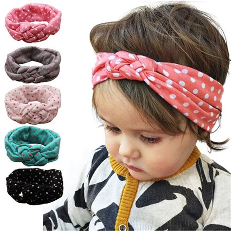 Kids Girls Dot Braided Top Knot Twisted Turban Headband Elastic For