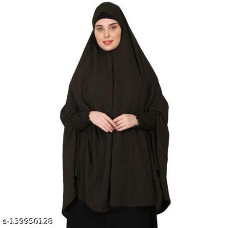 Hijab World Stretchable Jeresy Smoking At Sleeve Jilbab Cum Prayer