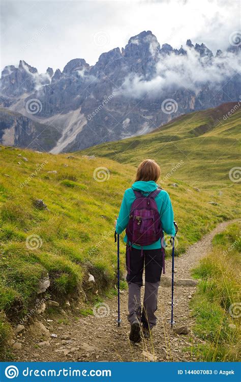 Tourist Girl At The Dolomites Stock Image Image Of Outdoor Relaxing