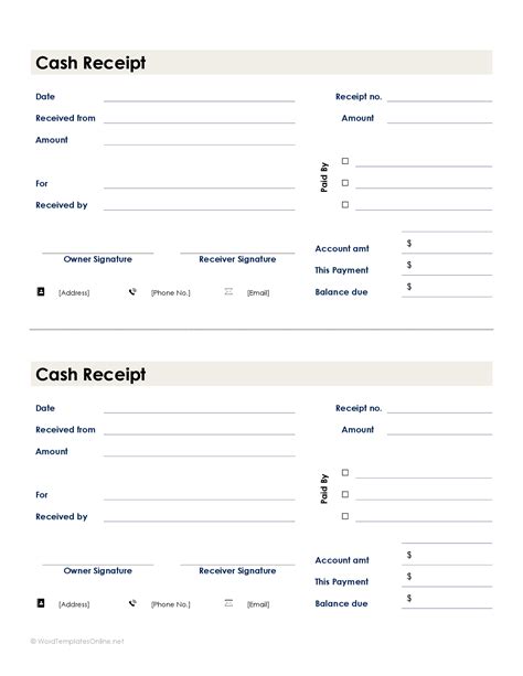 Free Cash Receipt Templates Word Excel And Pdf