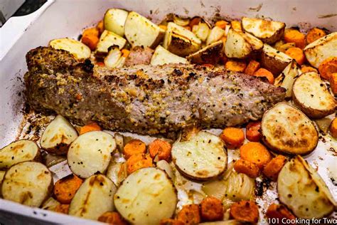 One Pan Roasted Pork Tenderloin With Potatoes And Carrots 101 Cooking For Two