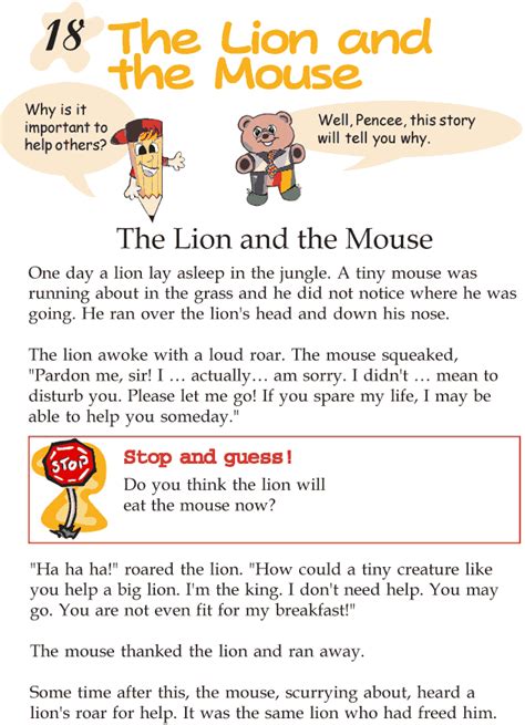 Grade 2 Reading Lesson 18 Fables And Folktales The Lion And The Mouse