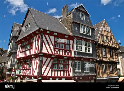 Medieval Half Timbered Houses Old Town Morlaix Finistere Brittany