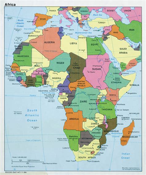 Mapa político grande de África, con capitales - 1984 | África | Mapas